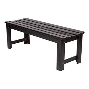 4 Ft Black Wooden Backless Patio Bench