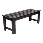 4 Ft Black Wooden Backless Patio Bench