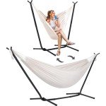 Beige 2-in-1 Convertible Hammock with Stand