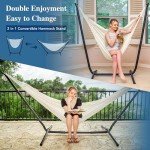 Beige 2-in-1 Convertible Hammock with Stand