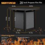 28" Shintenchi Propane Fire Pit Table, 50,000 BTU