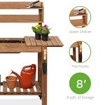 Mobile Garden Potting Bench with Sliding Tabletop