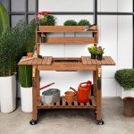 Mobile Garden Potting Bench with Sliding Tabletop