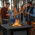 28" Shintenchi Propane Fire Pit Table, 50,000 BTU