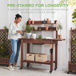 Mobile Garden Potting Bench with Sliding Tabletop