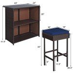 Tangkula 3-Piece Outdoor Wicker Bar Set