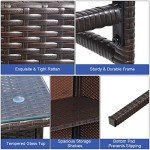 Tangkula 3-Piece Outdoor Wicker Bar Set
