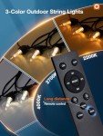 Remote-Controlled 48FT Outdoor String Lights with 15 Bulbs