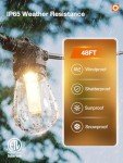 Remote-Controlled 48FT Outdoor String Lights with 15 Bulbs