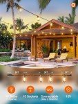 Remote-Controlled 48FT Outdoor String Lights with 15 Bulbs