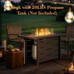 JAMFLY 43" Propane Fire Pit Table for Outdoors