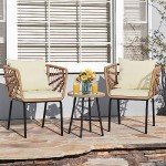 Beige 3-Piece Wicker Outdoor Bistro Set