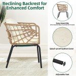 Beige 3-Piece Wicker Outdoor Bistro Set