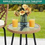 Beige 3-Piece Wicker Outdoor Bistro Set