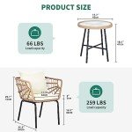 Beige 3-Piece Wicker Outdoor Bistro Set