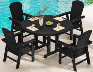 5-Piece Outdoor Patio Dining Set with Umbrella Hole