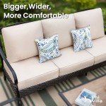 PHI VILLA 3-Seat Wicker & Metal Patio Sofa