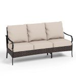 PHI VILLA 3-Seat Wicker & Metal Patio Sofa