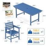 7-Piece Outdoor Dining Set with Umbrella Hole