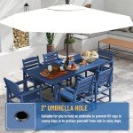 7-Piece Outdoor Dining Set with Umbrella Hole