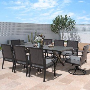 9-Piece Outdoor Dining Set with Swivel Chairs