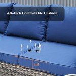 Navy Blue Cushion 3-Seat Outdoor Patio Sofa Set