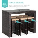 7-Piece Wicker Bar Dining Set for Outdoors