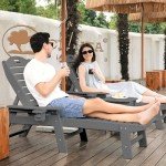 Adjustable Outdoor Chaise Lounge Chair with Cup Holder