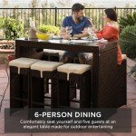7-Piece Wicker Bar Dining Set for Outdoors