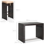 7-Piece Wicker Bar Dining Set for Outdoors