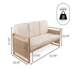 Gable 3-Seat Mid-Century Modern Outdoor Sofa