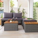 Greesum Outdoor Sectional Sofa and Chaise Lounge Set