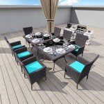 Gotland 10-Piece Rattan Patio Dining Set - Blue