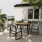 5-Piece Outdoor Dining Set with Teak & Aluminum