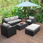 6-Piece Rattan Patio Wicker Furniture Set with Cushions