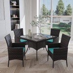 Gotland 10-Piece Rattan Patio Dining Set - Blue