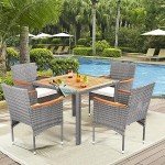 5-Piece Acacia Wood Patio Dining Set for 4
