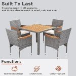 5-Piece Acacia Wood Patio Dining Set for 4