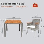 5-Piece Acacia Wood Patio Dining Set for 4