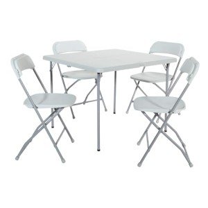 Light Grey 5-Piece Folding Table and Chair Set