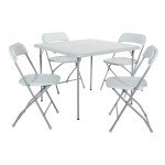 Light Grey 5-Piece Folding Table and Chair Set