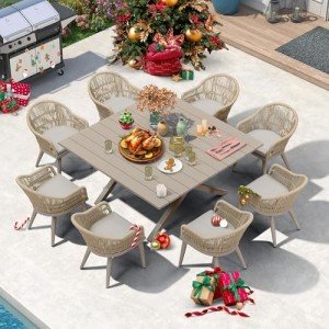 9-Piece Purple Leaf Patio Dining Set