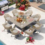 9-Piece Purple Leaf Patio Dining Set