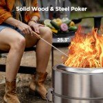 Portable 48.3cm Outdoor Campfire with Steel Grate