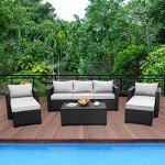 6-Piece Rattan Patio Wicker Furniture Set with Cushions