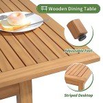 7-Piece Acacia Wood Patio Dining Set - Beige