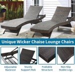 79'' Wicker Reclining Chaise Lounge Chair Set
