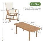 7-Piece Acacia Wood Patio Dining Set - Beige