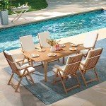 7-Piece Acacia Wood Patio Dining Set - Beige