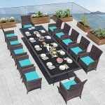 15-Piece Outdoor Dining Set with Cushions and Tables